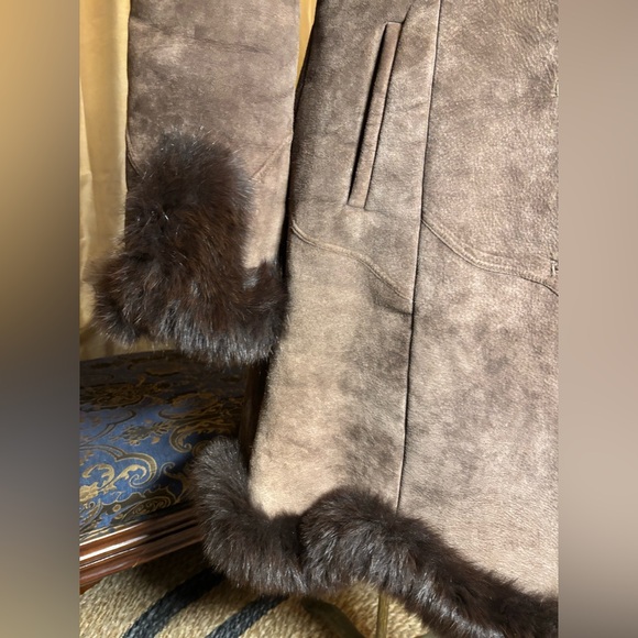 Knowles & Carter London - Vintage 1970s sheepskin coat with fur collar - size S - Picture 5 of 13